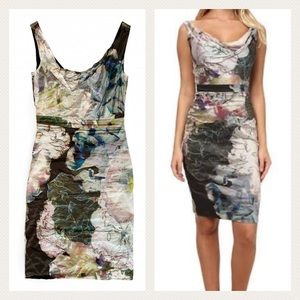 Nicole Miller abstract Floral cocktail dress